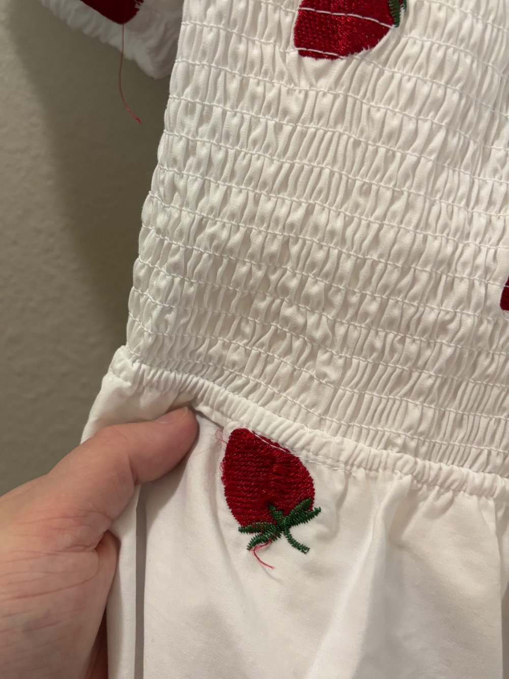 Coco & Shay White Strawberry Smocked Puff Sleeve Peplum Top Size 3X NWT - Picture 4 of 6